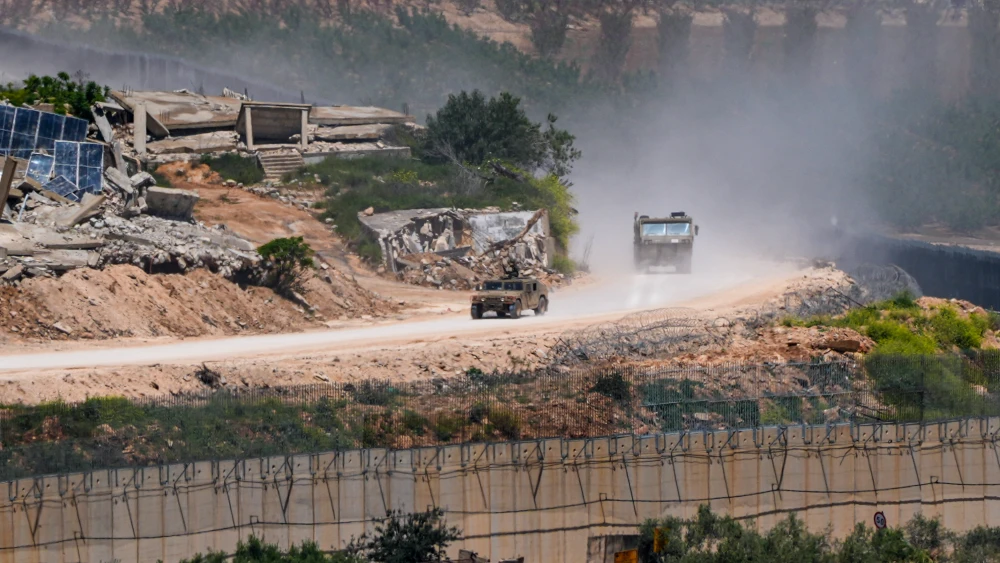 Israel Defense Forces soldiers seen inside Southern Lebanon, as seen from the Israeli side of the border, April 23, 2026. Photo by Ayal Margolin/Flash90.