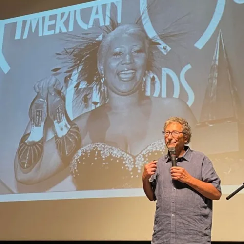 Stuart Weitzman speaks about his life’s work at Tel Aviv Museum of Art on July 15, 2022. Photo by Rachel Zilberfarb.