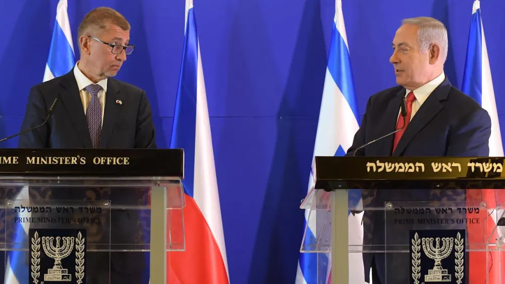 Czech Prime Minister Andrej Babis and Israeli Prime Minister Benjamin Netanyahu give joint remarks in Jerusalem on Feb. 19, 2019. Credit: Amos Ben-Gershom/GPO.