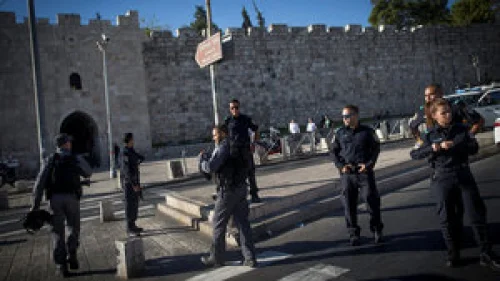 Israeli security forces at the scene of a stabbing attack at Herod's Gate in Jerusalem on Sept. 19. A Palestinian stabbed two policemen before being shot by police. Credit: Yotan Sindel/Flash90.