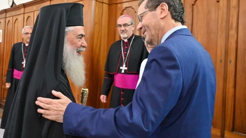 President Isaac Herzog visits the Stella Maris Monastery in Haifa, Aug. 9, 2023. Photo by Kobi Gideon/GPO.