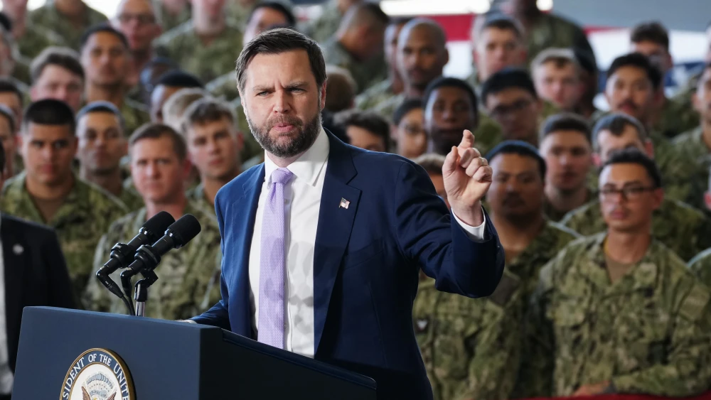 U.S. Vice President JD Vance speaks at an event marking 250 years of the American military at Naval Air Station Oceana on July 1, 2026 in Virginia Beach, Virginia. Photo by Ken Cedeno - Pool/Getty Images.