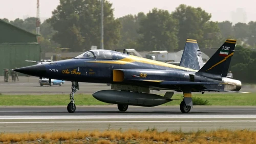 A HESA Saeqeh jet fighter of the Islamic Republic of Iran Air Force, Sept. 16, 2009. Photo by Shahram Sharifi via Wikimedia Commons.