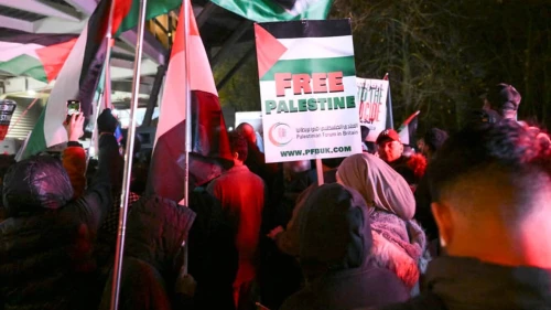 Protester Outside Aston Villa Stadium, England