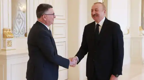 Israeli Foreign Minister Gideon Sa’ar meets with Azerbaijani President Ilham Aliyev in Baku on Jan. 26, 2026, during talks aimed at deepening bilateral cooperation in energy, defense, water, agriculture and tourism. Source: @gidonsaar/X.