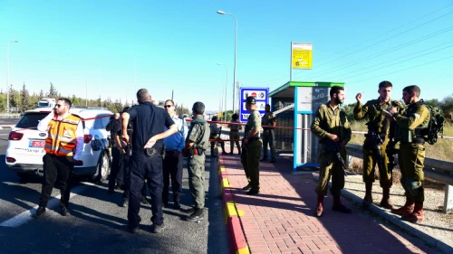 Israeli Border Police at the scene of a stabbing attack near Modi'in, on Sept. 25, 2019. Photo by Yossi Zeliger/Flash90.