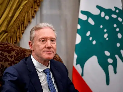 Lebanon's Foreign Minister Youssef Rajji looks on during his meeting with Egypt's Foreign Minister at the Foreign Ministry headquarters in Tahrir Palace in central Cairo on April 22, 2025. (Photo by Khaled DESOUKI / AFP) (Photo by KHALED DESOUKI/AFP via Getty Images)