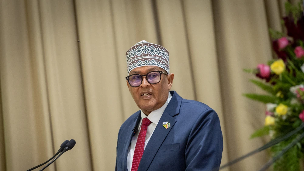 Israeli President Isaac Herzog meets with Somaliland President Abdirahman Abdullahi Mohamed during a ceremony at the President’s Residence in Jerusalem, June 14, 2026. Photo by Chaim Goldberg/Flash90.