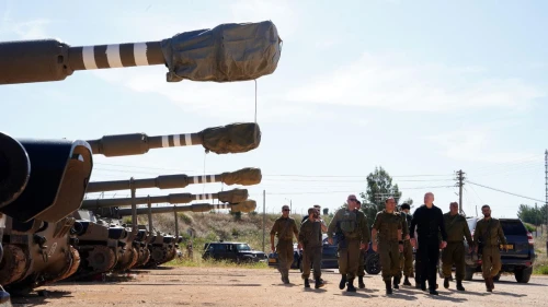 Israeli Defense Minister Yoav Gallant holds a situational assessment at the IDF’s 91st Division along the border with Lebanon, May 8, 2024. Photo by Ariel Hermoni/IMoD.