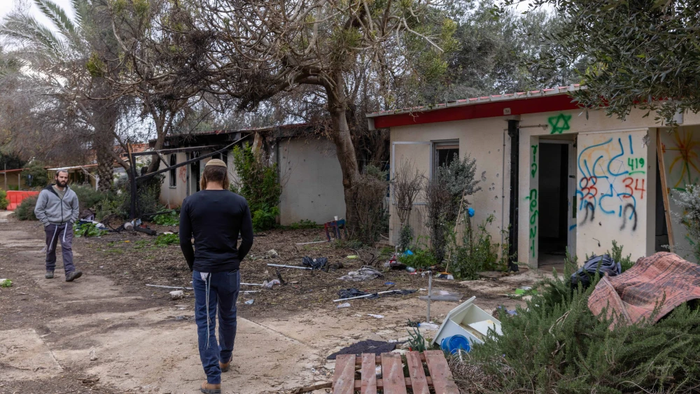 Destruction caused by Hamas terrorists when they infiltrated Kibbutz Nirim on Oct. 7, 2023, near the Israeli-Gaza border, Jan. 21, 2024. Photo by Yossi Aloni/Flash90.