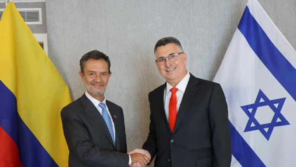 Israeli Foreign Minister Gideon Sa’ar meets Colombia’s incoming foreign minister Omar Bola Escobar in Washington on July 14, 2026. Credit: Shmulik Almany/Israeli Foreign Ministry.