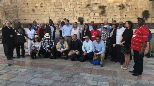 A delegation of ambassadors to the United Nations at the Kotel (Western Wall), together with Israeli Ambassador to the United Nations Danny Danon and Richard D. Heideman, president of the American Zionist Movement. Credit: American Zionist Movement.