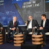 Raymond Forado, left, and other panelists discuss antisemitism in Madrid, Spain on May 13, 2025. Photo by Yoav Dudkevitch.