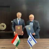 Israeli Tourism Minister Haim Katz (right) and Tajikistani Committee for Tourism Development Chairman Jumakhonzoda Jamshed Jurakhon after signing the accord in Dushanbe, Sept. 18, 2025. Credit: Israeli Ministry of Tourism.