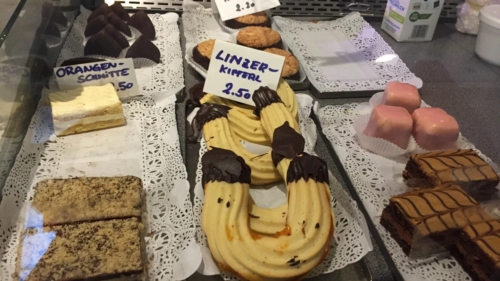 A view of the pastry display case at Bakerie Ohel Moshe. Credit: Elizabeth Kratz.