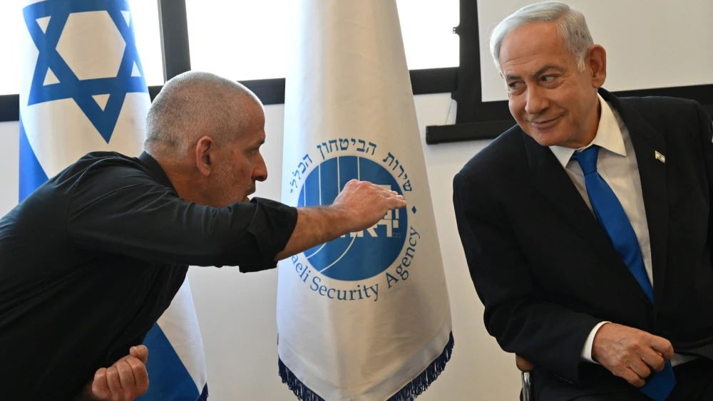 Israeli Prime Minister Benjamin Netanyahu attends a traditional Passover toast at the Israel Security Agency on April 4, 2023. Photo by Kobi Gideon/GPO.