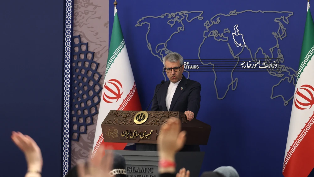 Iranian Foreign Ministry spokesman Esmaeil Baghaei during the weekly press conference held at the Ministry of Foreign Affairs in Tehran, Feb. 10, 2026. Photo by Atta Kenare/AFP via Getty Images.
