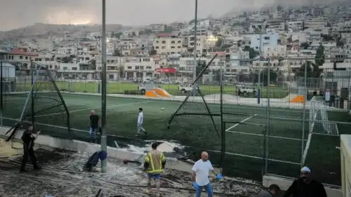 The aftermath of a Hezbollah missile attack in the Druze village of Majdal Shams in the Golan Heights, Israel, July 27, 2024. Photo by Michael Giladi/Flash90.