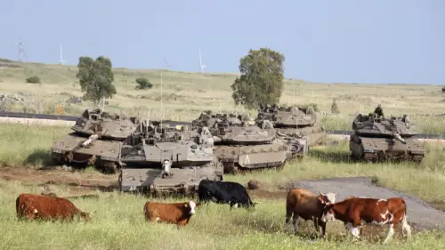 IDF Merkava 4 tanks, in the Golan Heights, May 8, 2023. Photo by Ofer Zidon/Flash90.