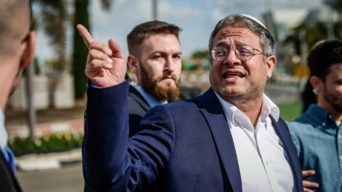 National Security Minister Itamar Ben-Gvir at the entrance to Ben-Gurion Airport, March 9, 2023. Photo by Avshalom Sassoni/Flash90.