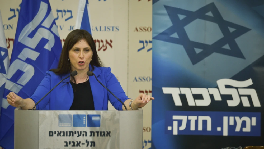 Then-Israeli Deputy Foreign Minister Tzipi Hotovely speaks during a Likud press conference in Tel Aviv on March 27, 2019. Photo by Flash90.