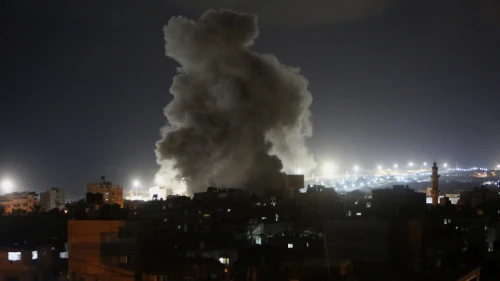 Israeli airstrikes in the Gaza Strip on Aug. 6, 2022. Photo by Abed Rahim Khatib/Flash90.