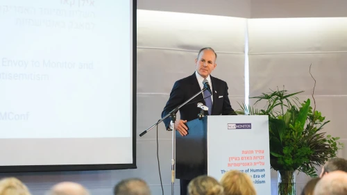 U.S. Special Envoy for Monitoring and Combating Anti-Semitism Elan Carr speaks at “The Future of Human Rights in an Era of Increased anti-Semitism" conference in Tel Aviv on Dec. 18, 2019. Photo by Yelena Kvetny.
