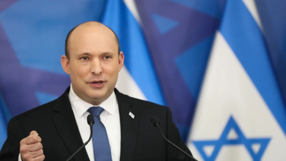 Israeli Prime Minister Naftali Bennett holds a press conference at the Kirya military base in Tel Aviv, Jan. 11, 2022. Photo by Noam Revkin Fenton/Flash90.