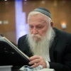 Rabbi Haim Drukman celebrates the completion of the Six Orders of the Talmud at the Jerusalem International Convention Center, Dec. 30, 2018. Photo by Yonatan Sindel/Flash90.