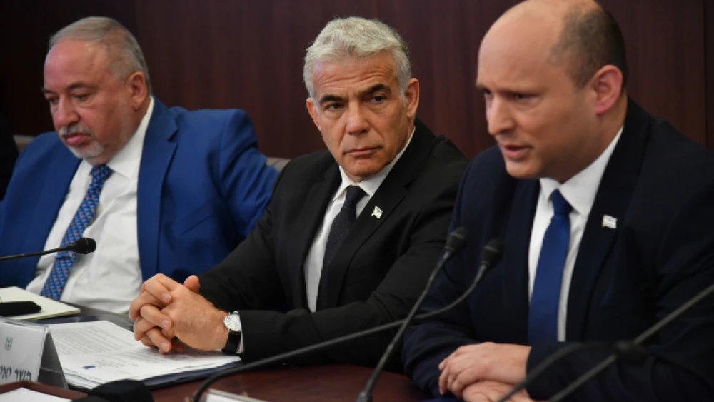 Then-Israeli Prime Minister Naftali Bennett leads a Cabinet meeting at the Prime Minister's Office in Jerusalem on June 26, 2022. Photo by Yoav Dudkevitch/POOL.