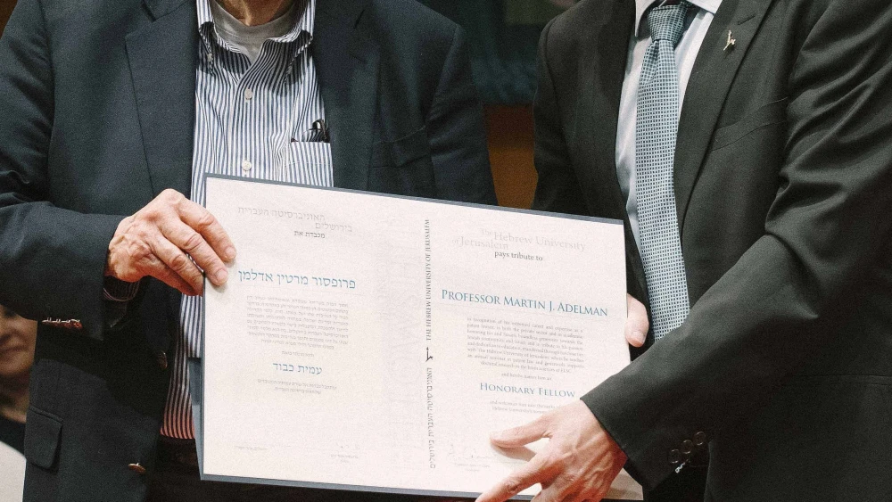 Hebrew University professor Martin Adelman and president Asher Cohen