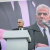 Opposition leader Yair Lapid speaks at a protest outside the Knesset in Jerusalem against the judicial reform program, Feb. 13, 2023. Photo by Arie Leib Abrams/Flash90.