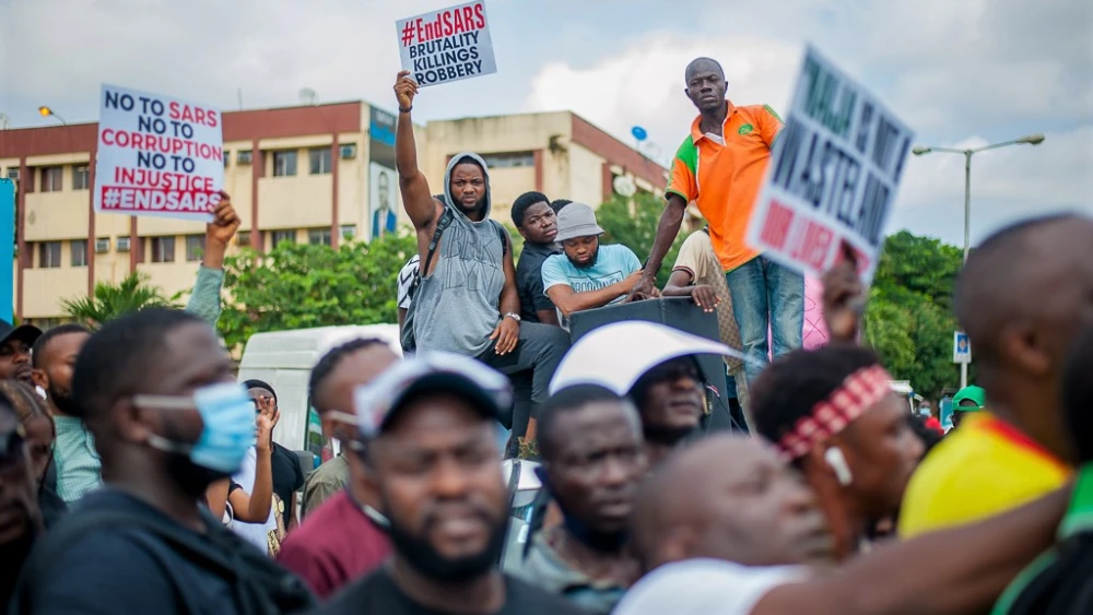 Protesters in Lagos, Nigeria