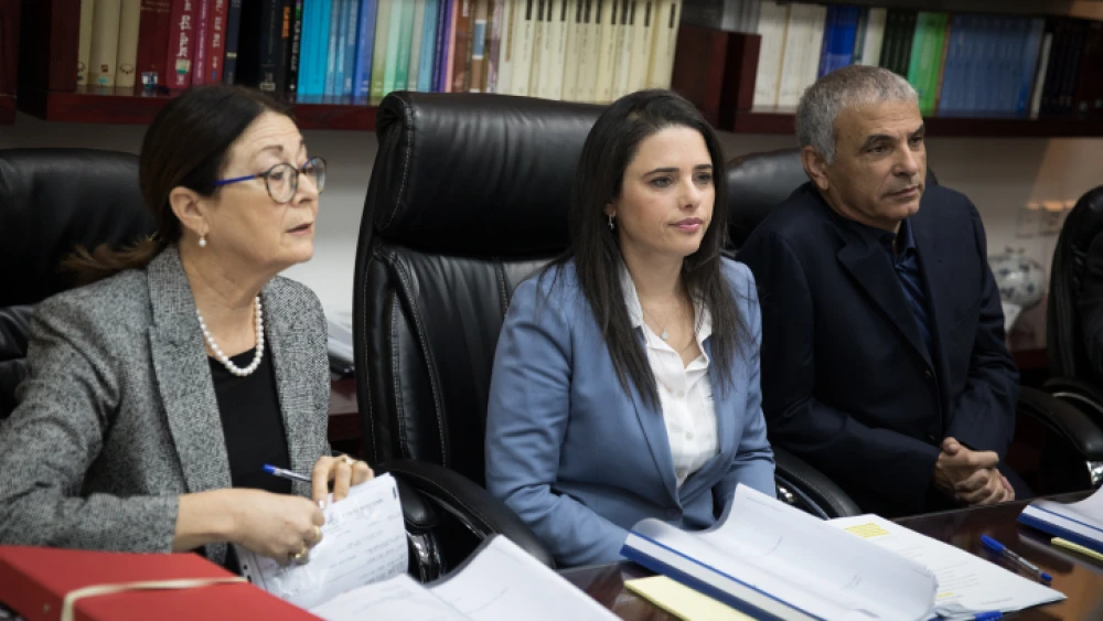 From left: Israeli Supreme Court president Esther Hayut, Israeli Minister of Justice Ayelet Shaked and Israeli Finance Minister Moshe Kahlon at a meeting of the Israeli Judicial Selection Committee on Feb. 22, 2018. Photo by Hadas Parush/Flash 90.
