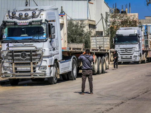 humanitarian aid trucks