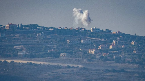 Smoke rises following an exchange of fire between the IDF and Hezbollah terrorists on the border between Israel and Lebanon, Dec. 3, 2023. Photo by Ayal Margolin/Flash90.