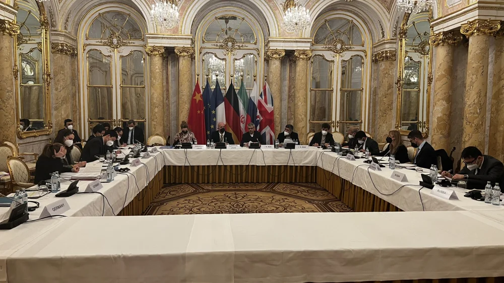 Negotiations in Vienna between Iran and the P5+1 (U.S., U.K., France, Russia, China and Germany) along with the European Union. Feb. 11, 2022. Source: E.U. delegation in Vienna/Twitter.
