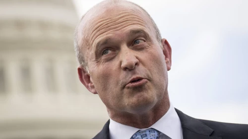Kevin Roberts, president of the Heritage Foundation, speaks during a news conference with members of the House Freedom Caucus outside the U.S. Capitol in Washington, D.C., n Sept. 12, 2023. Photo by Drew Angerer/Getty Images.