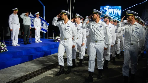 Graduating officers at a ceremony at the Israel Navy's main Haifa Naval Base, Sept. 4, 2019. Credit: Flash90.