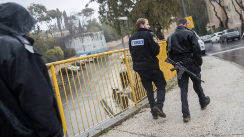 Police at the scene of a suspected stabbing attack in the Armon Hanatziv neighborhood of Jerusalem on Jan. 9, 2019. Photo by Yonatan Sindel/Flash90.