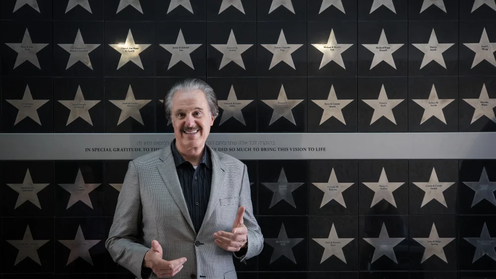 Mike Evans, manager of the Friends of Zion Museum in Jerusalem, on May 16, 2017. Photo by Nati Shohat/Flash90.