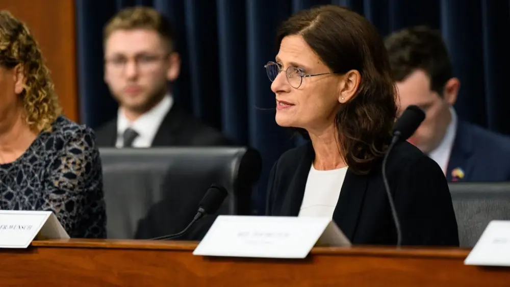 Former Israeli MK Michal Cotler-Wunsh testifies at a hearing held by the U.S. Congress’ Interparliamentary Task Force to Combat Online Antisemitism on Sept. 16, 2022. Credit: Courtesy.