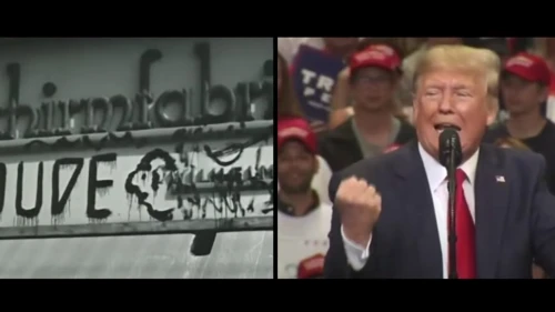 A screenshot of an ad produced by the Jewish Democratic Council of America that detractors say unfairly equates the Trump administration to the rise of Nazi Germany. Source: Screenshot.