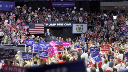 U.S. President Donald Trump at a rally in West Virginia on Aug. 21, 2018. Source: Donald Trump via Twitter.