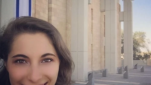 Eliana Rudee outside of the Israeli Knesset building. Credit: Courtesy Eliana Rudee.