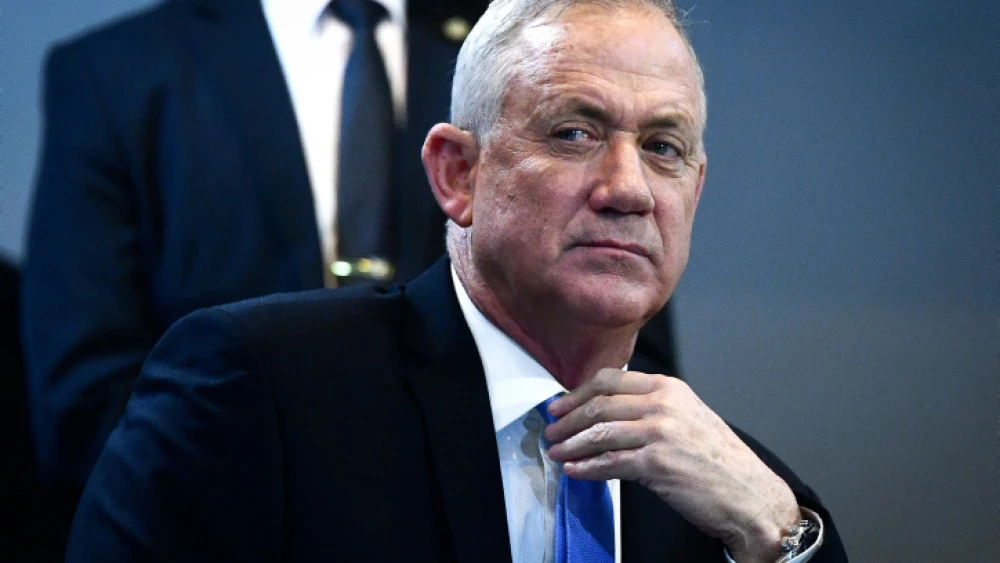 Blue and White Party chairman Benny Gantz attends a faction meeting in Tel Aviv on Dec. 12, 2019. Photo by Flash90.