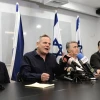 Israel's Labor Party chairman Amir Peretz and Meretz leader Nitzan Horowitz and party members hold a press conference in Tel Aviv on March 12, 2020. Photo by Tomer Neuberg/Flash90.