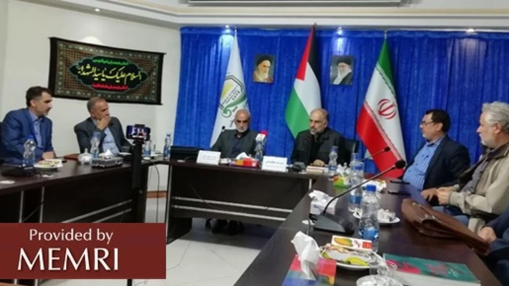 At the conference. Shams Al-Din Rahmani is on the left, and Ali Reza Soltan-Shahi Soltan-Shahi is on the right at the head table. (Source: Fars, Iran, Oct. 17, 2018: MEMRI)