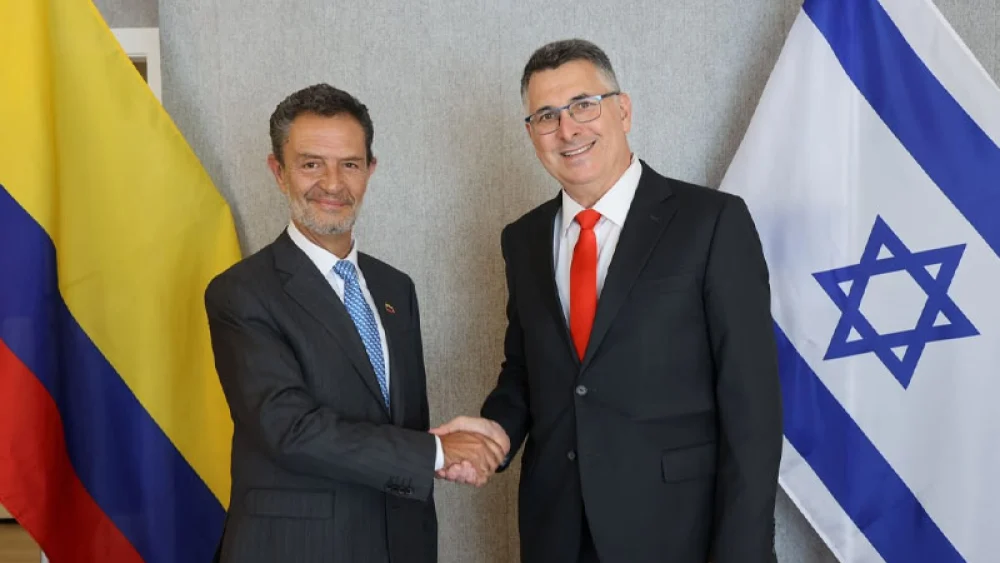 Israeli Foreign Minister Gideon Sa’ar meets Colombia’s incoming foreign minister Omar Bola Escobar in Washington on July 14, 2026. Credit: Shmulik Almany/Israeli Foreign Ministry.