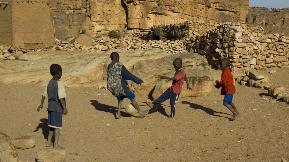 Boys Play Soccer in Mali, Africa